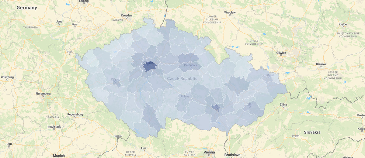 Mapa cen nemovitostí v Česku podle okresu