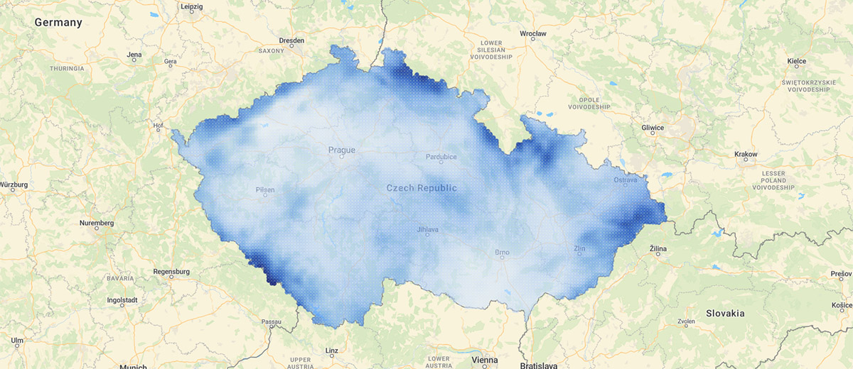 Mapa srážek v Česku